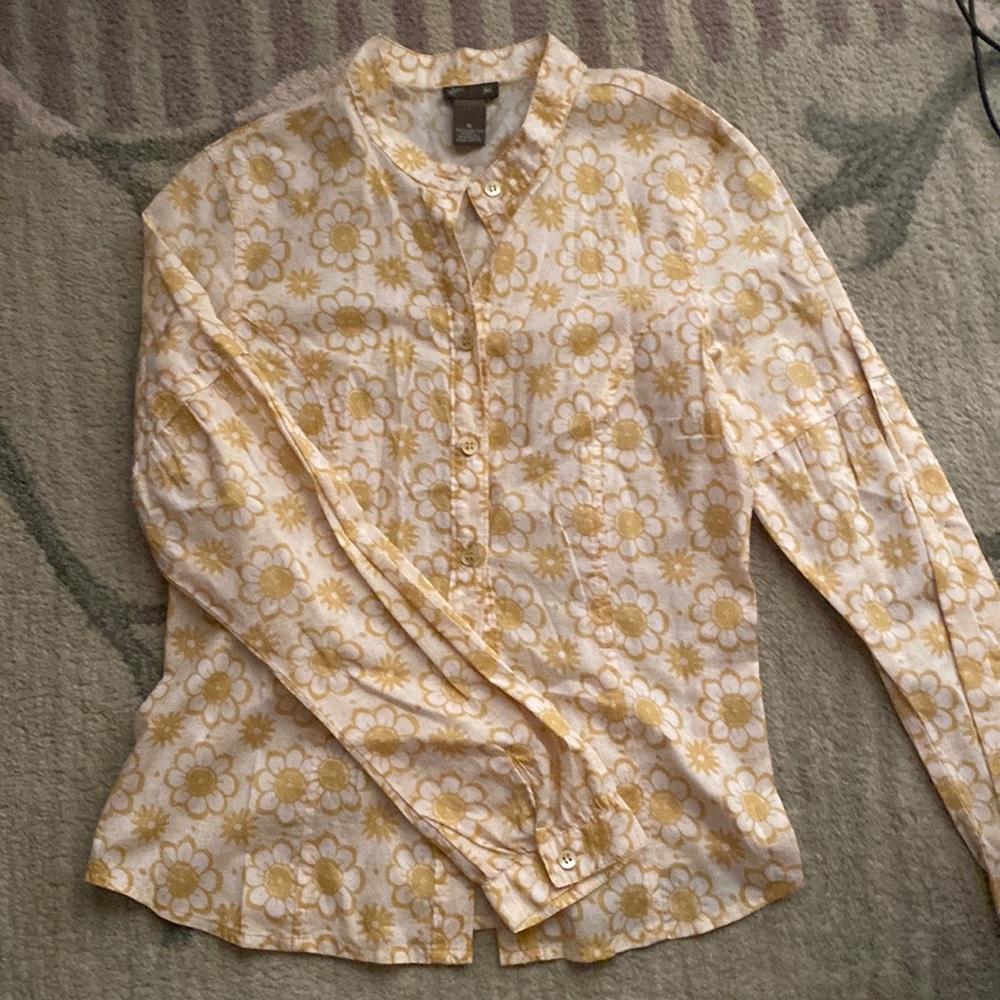 vintage anthropologie fei sunflower cotton blouse size 6